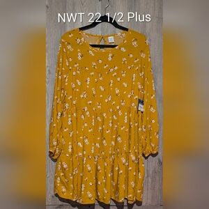 Floral Yellow Girl's Plus Size Dress